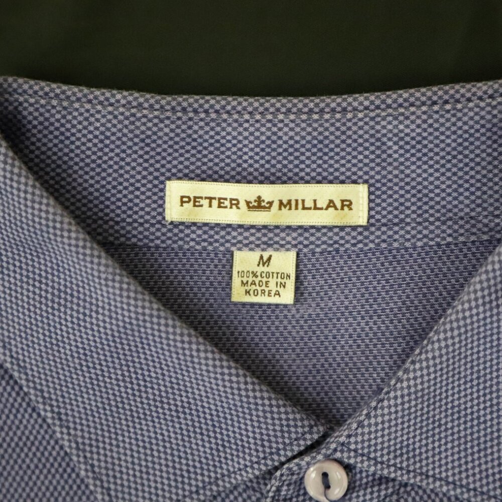 Peter Millar Men's Size M Purple Checkered Polo - Picture 2 of 5
